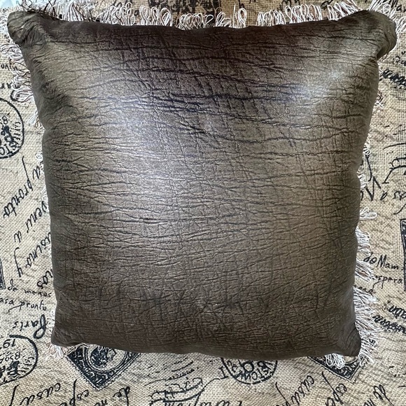 Faux Leather Textured Distressed Pillow - Picture 8 of 9